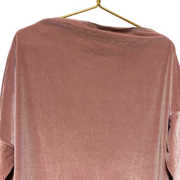 TOV Zipper Tunic Top Size‎ 40 Medium Pink Velvet Asymmetrical Hem Long Sleeve - Picture 9 of 13